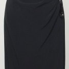 NWT ELLEN TRACY Black Crepe Faux Wrap Bead Skirt 12