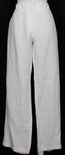 NWT EILEEN FISHER White Heavy Linen Wide Trouser Pants 2