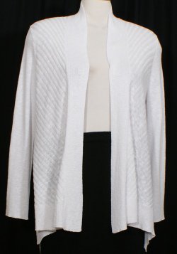 NWT EILEEN FISHER White Cotton Linen Slub Rib Mix Cardigan S