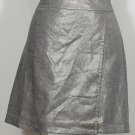 NWT EILEEN FISHER Silver Glimmer Linen Stretch Faux Wrap Skirt L
