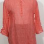 NWT EILEEN FISHER Peony Pinstriped Linen Gauze Henley Top XS