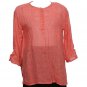 NWT EILEEN FISHER Peony Pinstriped Linen Gauze Henley Top XS