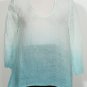 NWT EILEEN FISHER Deep Aqua Ombre Linen Gauze Top S
