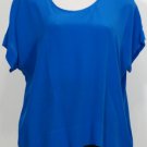 NWT EILEEN FISHER Crystal Blue Silk Crepe de Chine Box Top S