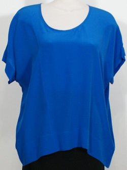 NWT EILEEN FISHER Crystal Blue Silk Crepe de Chine Box Top S