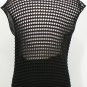 NWT EILEEN FISHER Black Sheer Cotton Mesh Drape Neck Top S