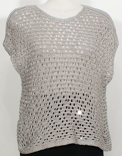 NWT EILEEN FISHER Antique Silver Sequin Chainmail Mesh Box Top M