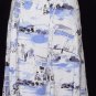 NWT DANA BUCHMAN White Blue Paris Print Pleat Skirt 14