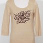 NWT DANA BUCHMAN Oatmeal Java Sequin Bead Knit Top L