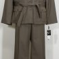 NWT TAHARI Lt Brown Stretch Safari Flare Pant Suit 18
