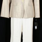 NWT TAHARI Gold Ivory Shimmer Linen Cotton Pant Suit 18