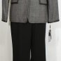 NWT TAHARI Black Wool Faux Leather Trim Pant Suit 14W
