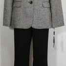 NWT TAHARI Black White Woven Jkt Crepe Pant Suit 18