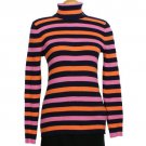 NWT RALPH LAUREN Navy Coral Pink Cotton Logo Ribbed Sweater L