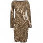 NWT RALPH LAUREN Brown Feather Silk Cashmere Faux Suede Trim Dress L