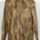 NWT RALPH LAUREN Brown Cotton Sateen Python Snake Shirt Top 1X