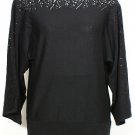 NWT RALPH LAUREN Black Wool Pointelle Trim Kimono Sleeve Sweater XL