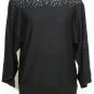 NWT RALPH LAUREN Black Wool Pointelle Trim Kimono Sleeve Sweater XL