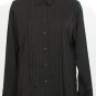 NWT RALPH LAUREN Black Washed Stretch Satin Pintuck Pleat Top L