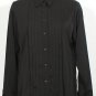 NWT RALPH LAUREN Black Washed Stretch Satin Pintuck Pleat Top L