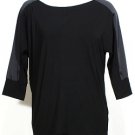 NWT RALPH LAUREN Black Stretch Viscose Jersey Satin Dolman Sleeve Top L