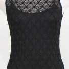 NWT RALPH LAUREN Black Stretch Diamond Lace Shell Top L