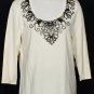 NWT JONES NEW YORK Ivory Sequins Beads Knit Top 1X