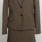 NWT ANNE KLEIN Espresso Brown Str Twill Skirt Suit 12
