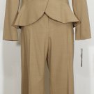 NWT ANNE KLEIN Camel Stretch Wool Peplum Pant Suit 14P