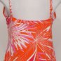 NWT SWIM SOLUTIONS Orange Printed High Neck Ruched Swimsuit 14 Tummy Control