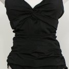 NWT SWIM SOLUTIONS Black Twist Front Ruched Swimsuit 18 Tummy Control