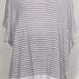 NWT EILEEN FISHER White Dark Pearl Lt Linen Stripe Knit Box Top L