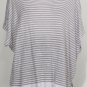 NWT EILEEN FISHER White Dark Pearl Lt Linen Stripe Knit Box Top L