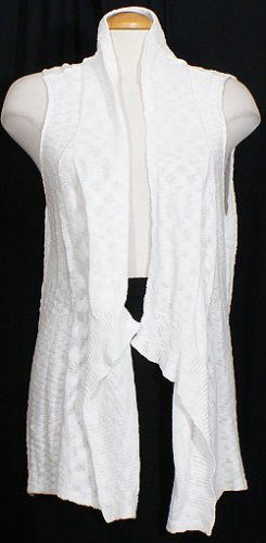 NWT EILEEN FISHER White Cotton Nubble Vest XL Shaped Cascading