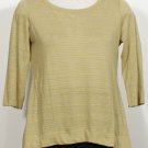 NWT EILEEN FISHER Turmeric Gray Linen Jersey Stripe Top XS Yellow