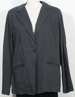 NWT EILEEN FISHER Graphite Str Viscose Linen Jacket 16 Shaped