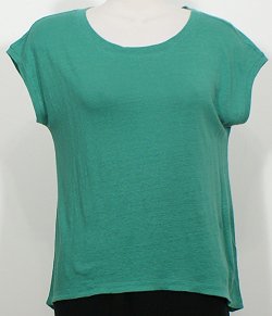 NWT EILEEN FISHER Emerald Linen Jersey Wide Neck Top XS