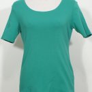 NWT EILEEN FISHER Emerald Cotton Baby Rib Slim Top PP