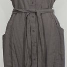 NWT EILEEN FISHER Dapple Str Viscose Linen Dress L Btn Front Belted