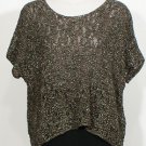NWT EILEEN FISHER Bronze Gray Wrapped Sparkle Jacquard Top S Linen Cotton