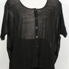 NWT EILEEN FISHER Black Sheer Hemp Boxy Cardigan S