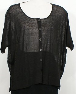 NWT EILEEN FISHER Black Sheer Hemp Boxy Cardigan M