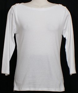 NWT RALPH LAUREN White Cotton Laced Shoulder Top L