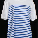 NWT RALPH LAUREN White Blue Stripe Cotton Knit Logo Button Top 3X
