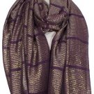 NWT RALPH LAUREN Purple Colorblock Metallic Fringe Wrap Scarf