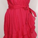 NWT RALPH LAUREN Pink Linen Ruffle Wrap Sleeveless Dress 12