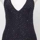 NWT RALPH LAUREN Navy Beaded Knit Halter Top L
