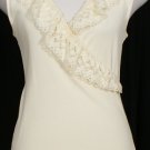 NWT RALPH LAUREN Natural Cotton Rib Faux Wrap Lace Tank Top XL