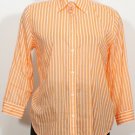 NWT RALPH LAUREN Coral White Stripe Cotton Voile Shirt Top L