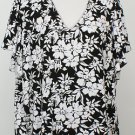 NWT RALPH LAUREN Black White Floral Jersey Top 3X